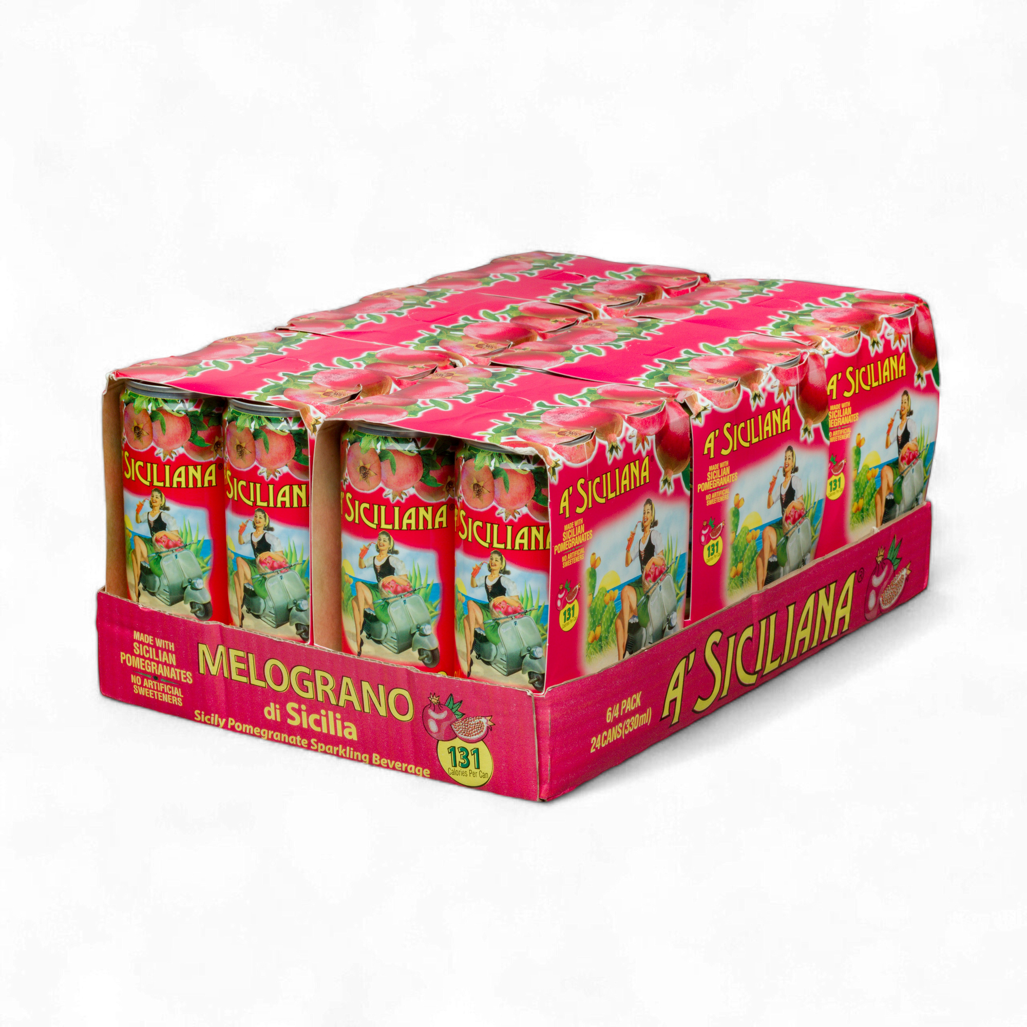 Carton of A Siciliana watermelon juice boxes on a white background