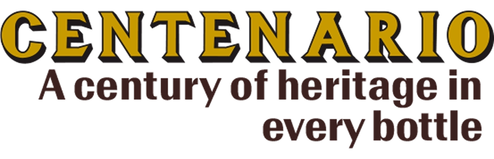 Logo of Centenario with text 'A century of heritage in every bottle' on a white background